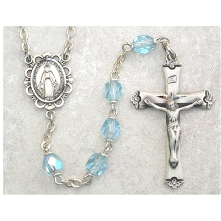 Mcvan McVan 875L-AQF 6 mm Aqua Glass March Rosary 875L-AQF